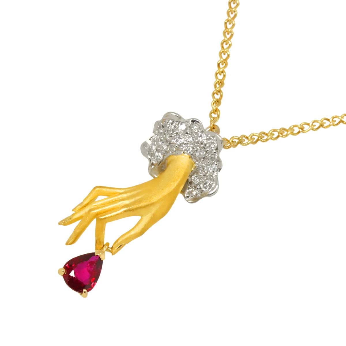 Carrera y Carrera ルビー ダイヤ ネックレス 45cm K18 YG WG イエロー ホワイト ゴールド 750 Necklace カレライカレラ 90300761