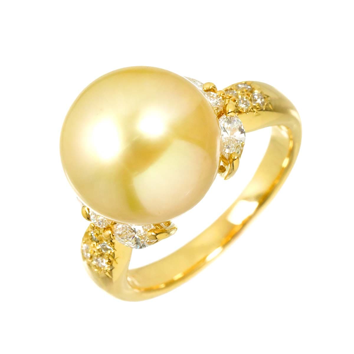 TASAKI 15号 リング 白蝶真珠 12.5mm ダイヤ 0.57ct K18 YG 750 指輪 田崎真珠 South Sea pearl Ring【ソーティング付き】タサキ 90300678