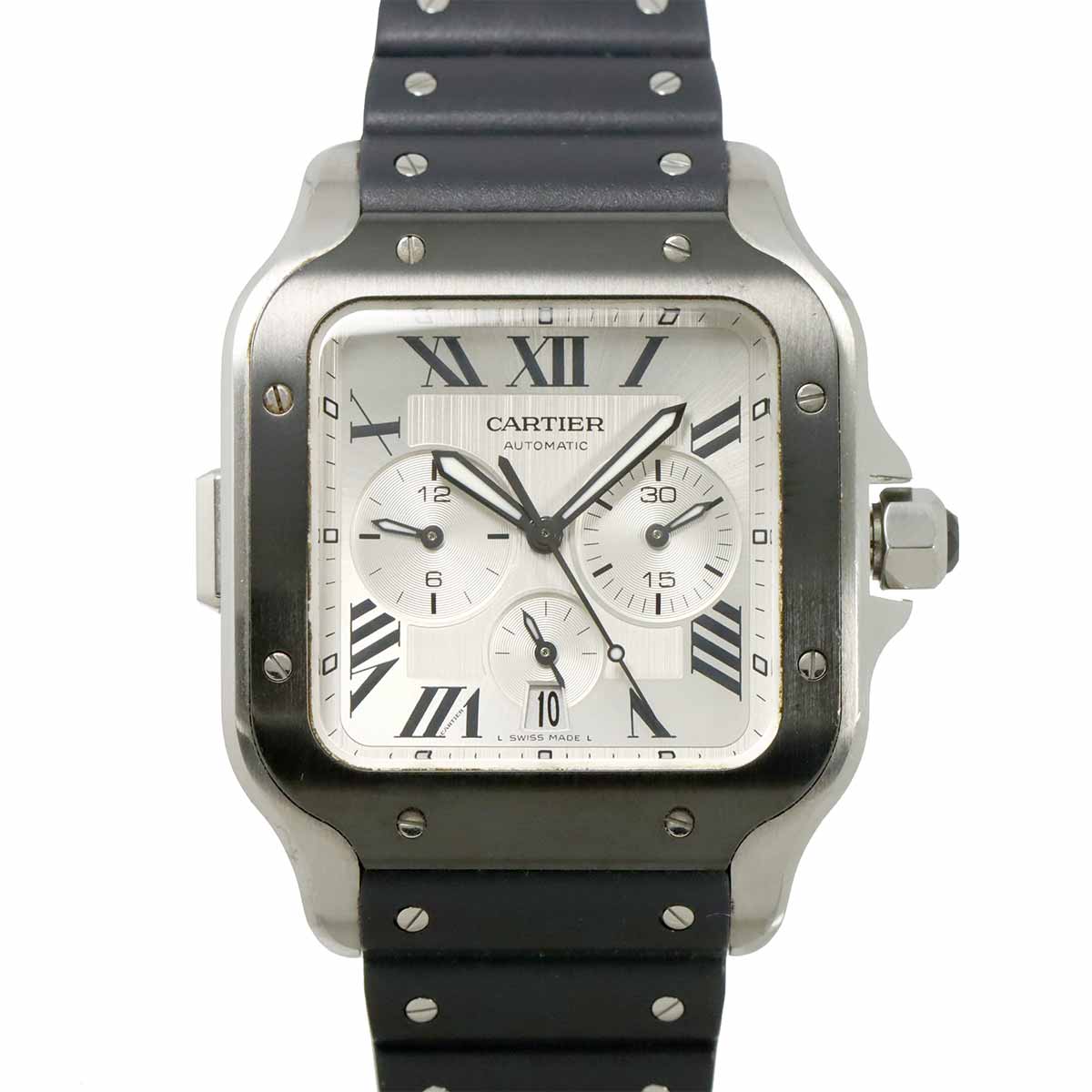 Cartier サントスドゥカルティエ クロノグラフ XL WSSA0017 メンズ 腕時計 デイト シルバー オートマ 自動巻き ウォッチ Santos De Cartier カルティエ 90303419