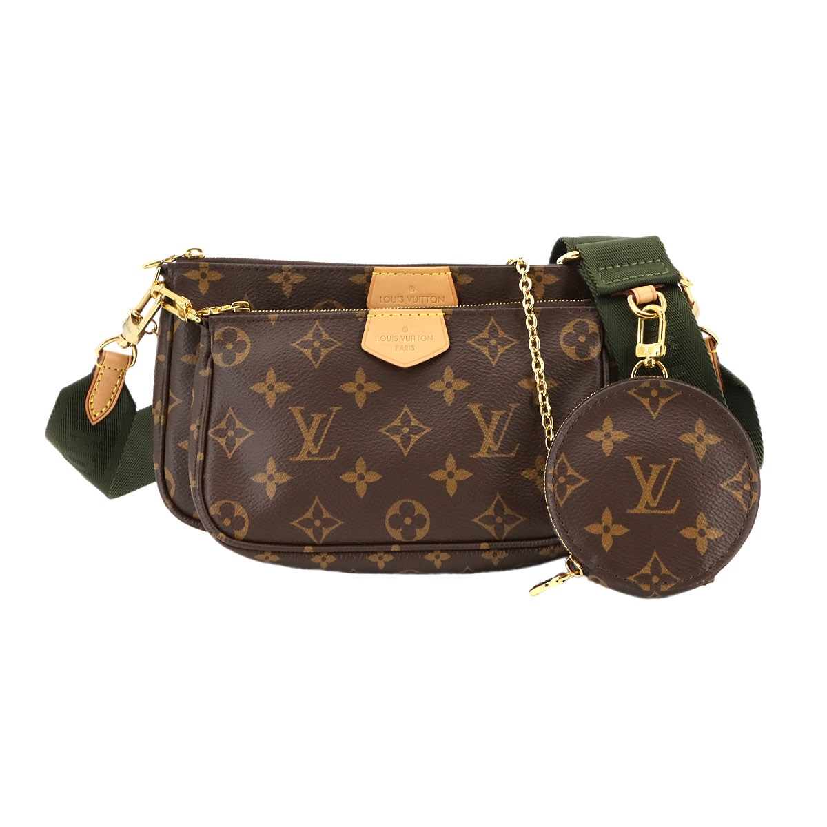 LOUIS VUITTON モノグラム ミュルティ ポシェット アクセソワール ショルダー バッグ カーキ M44813 Multi Pochette Accessoires ルイ ヴィトン 90300491