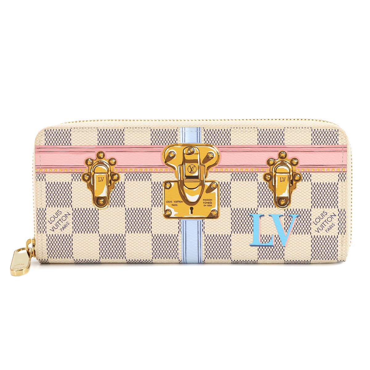 LOUIS VUITTON サマートランク ダミエ アズール ポルトフォイユ クレマンス ラウンドファスナー 長財布 N60109 Clemence Wallet ルイ ヴィトン 90302068