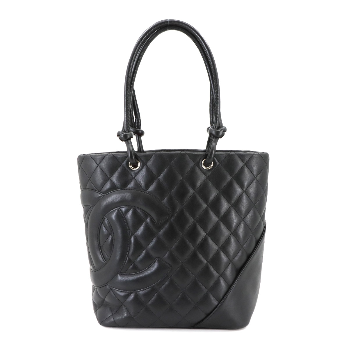 CHANEL カンボンライン ミディアム トート バッグ カーフスキン ブラック A25167 シルバー 金具 Cambon Line Bag シャネル 90303173