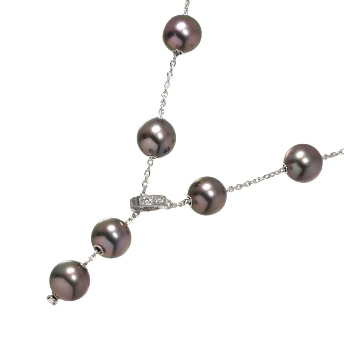 MIKIMOTO アコヤ真珠 7.3mm ダイヤ ネックレス 42cm K18 YG イエロー