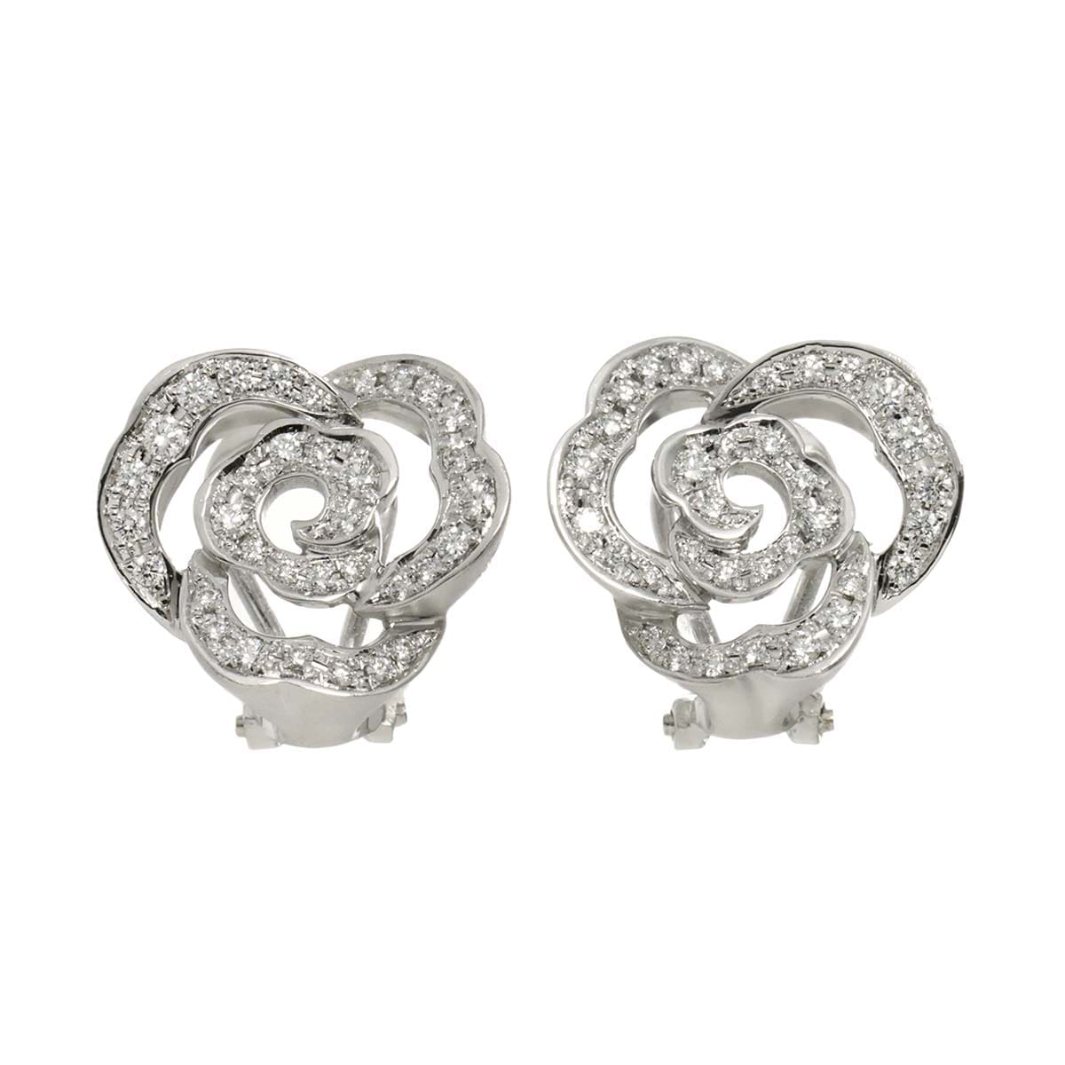 ROSE VIF ダイヤ 0.54ct イヤリング K18 WG ホワイトゴールド 750 バラ Diamond Earrings Clip on ローズヴィフ 90301860