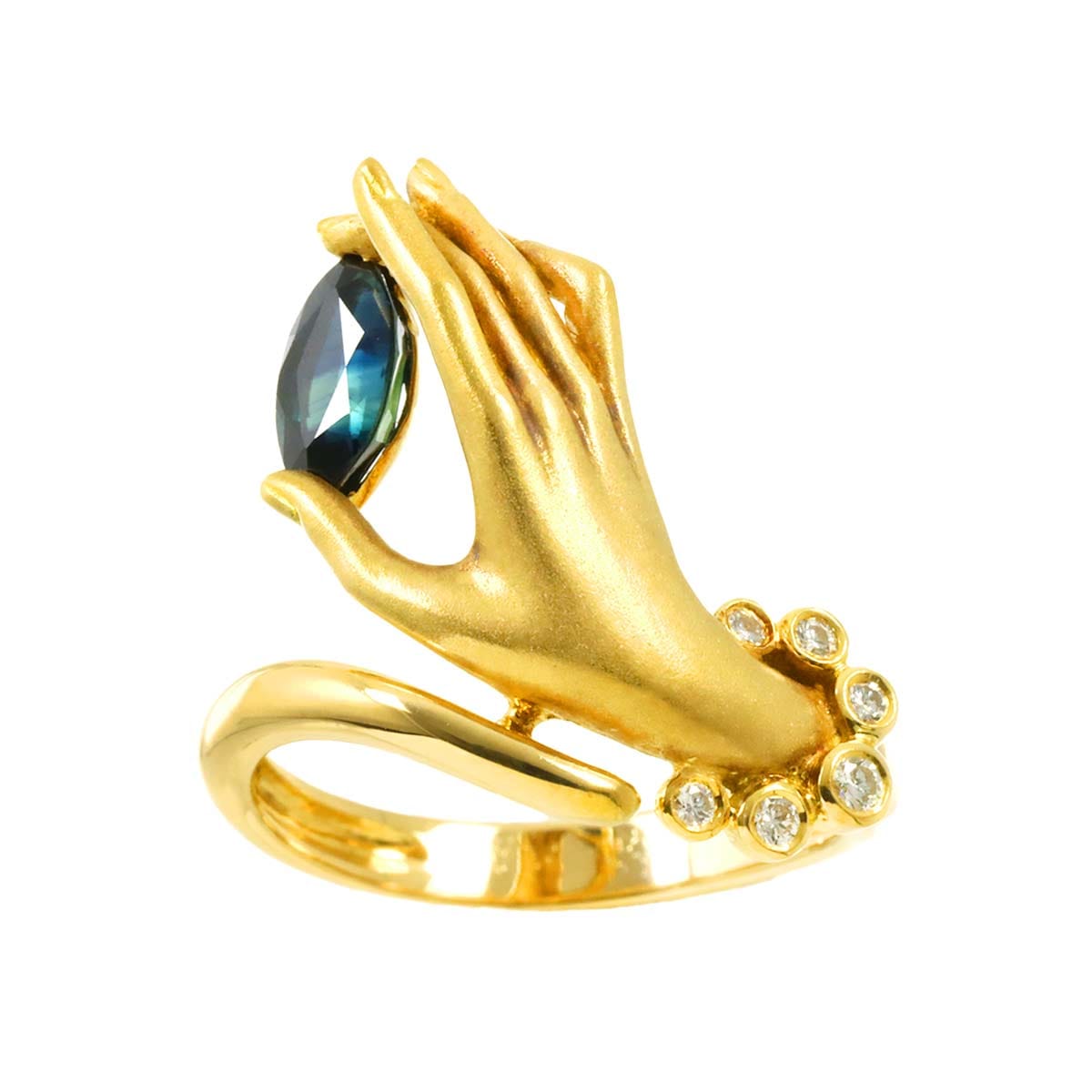 Carrera y Carrera 11.5号 リング サファイヤ ダイヤ K18 YG イエローゴールド 750 指輪 Sapphire Ring カレライ カレラ 90301867