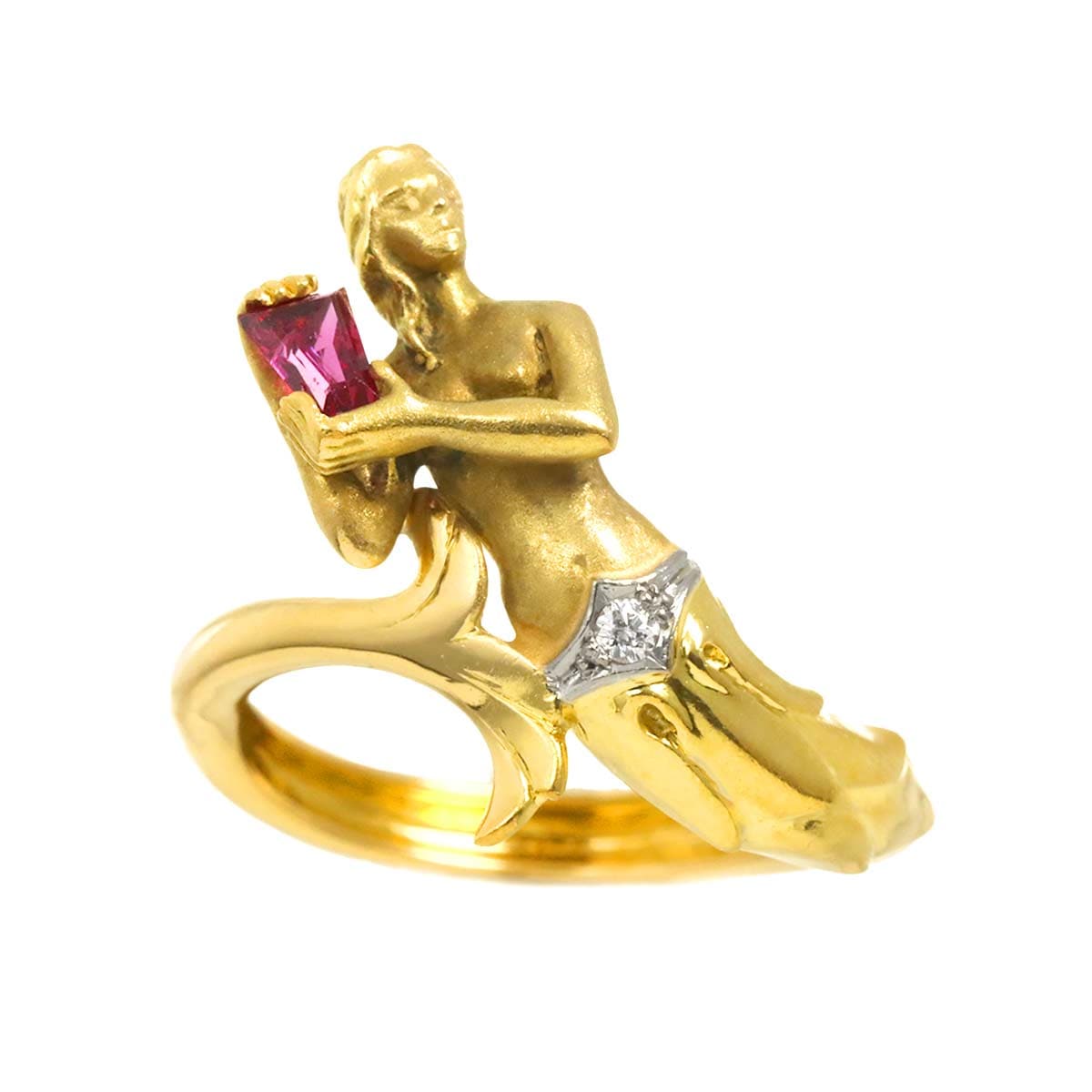 Carrera y Carrera 12.5号 リング ルビー ダイヤ K18 YG イエローゴールド 750 指輪 Ruby Diamond Ring カレライ カレラ 90301868