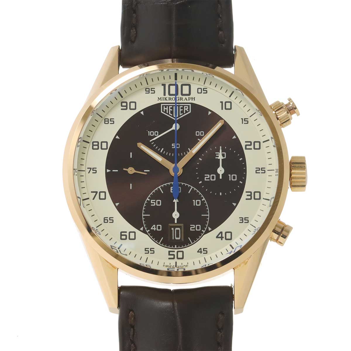 TAG Heuer カレラ マイクログラフ CAR5040 メンズ 腕時計 デイト ブラウン K18PG ピンクゴールド 自動巻き ウォッチ Carrera タグ ホイヤー 90290714