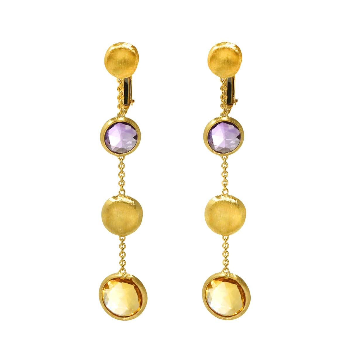 MARCO BICEGO シトリン アメジスト イヤリング K18 YG イエローゴールド 750 Citrine Amethyst Earrings Clip on マルコビチェゴ 90301166