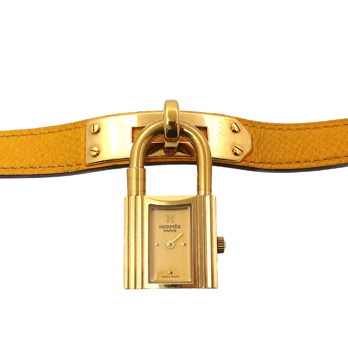 HERMES ケリーウォッチ ヴィンテージ レディース 腕時計 ゴールド イエロー クォーツ ウォッチ カデナ Kelly Watch エルメス 90303537
