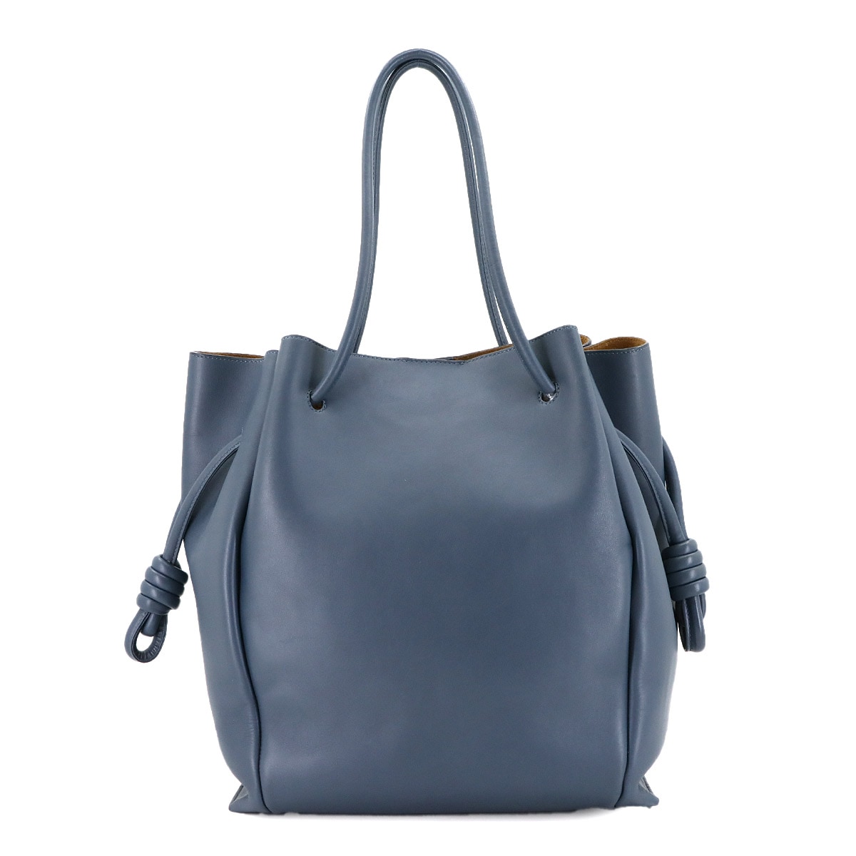 LOEWE フラメンコ ノット トート バッグ レザー ブルー シルバー 金具 Flamenco Knot Bag ロエベ 90299431
