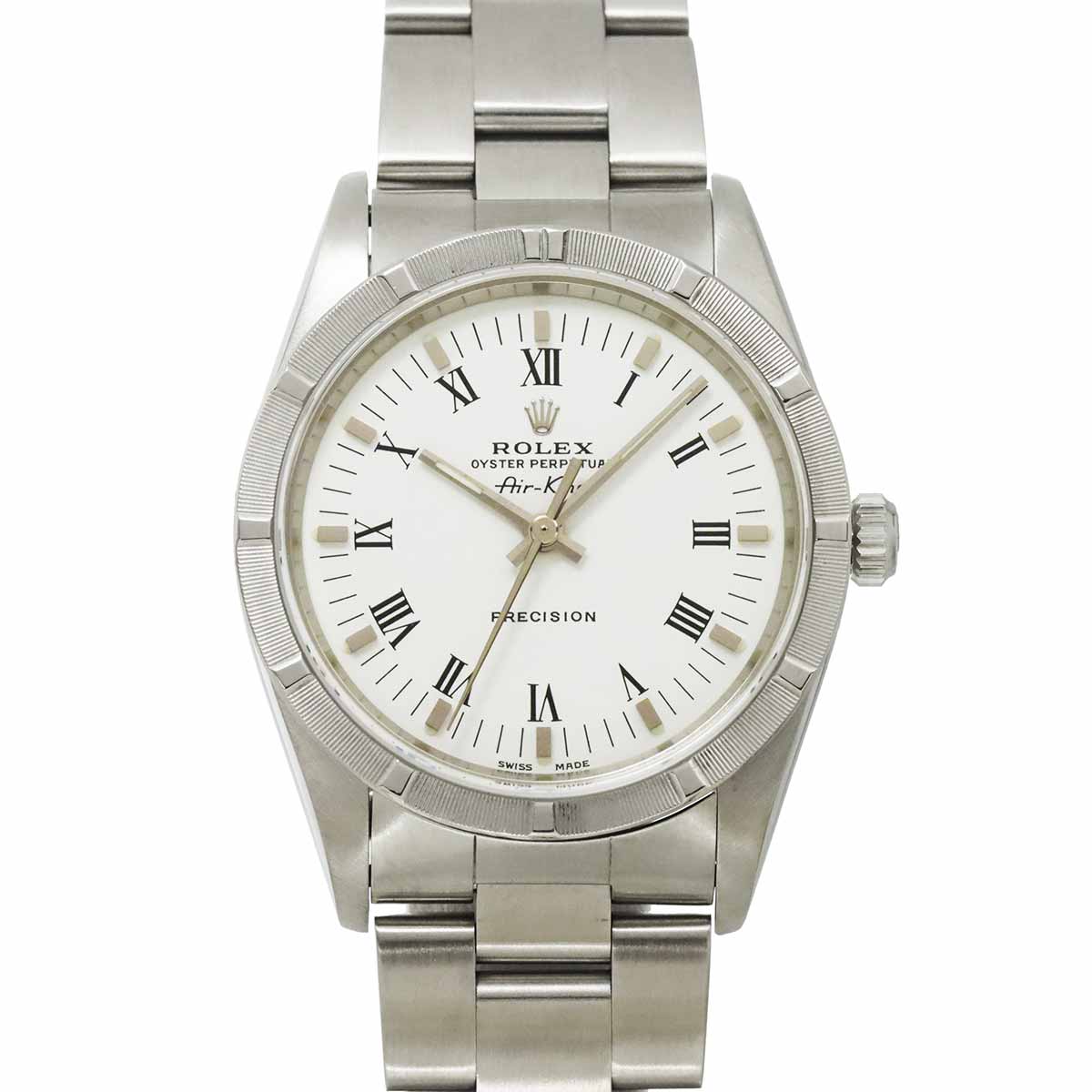 ROLEX エアキング 14010M D番 メンズ 腕時計 エンジンターンドベゼル ホワイト オートマ 自動巻き ウォッチ Air King ロレックス 90299368
