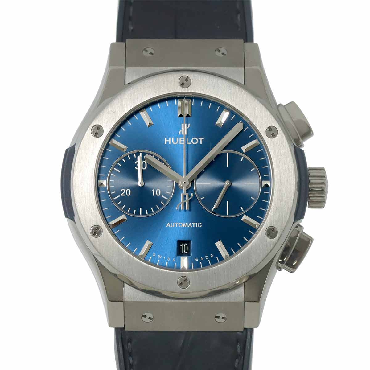HUBLOT クラシックフュージョン クロノグラフ チタニウム 521 NX 7170 LR メンズ 腕時計 デイト ブルー オートマ 自動巻き ウォッチ Classic fusion ウブロ 90300154