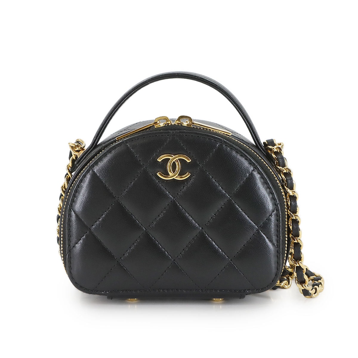 CHANEL マトラッセ チェーン クラッチ ミニ ショルダー バッグ ラムスキン ブラック AP3087 ゴールド 金具 Chain Clutch Mini Bag シャネル 90302035