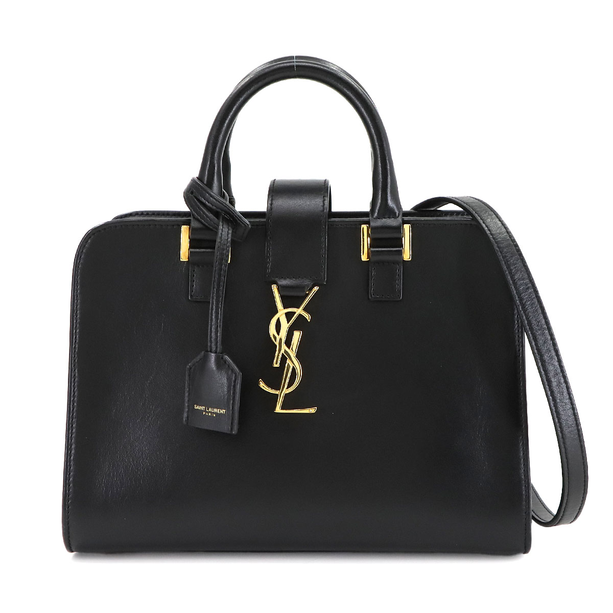 SAINT LAURENT ベイビーカバス 2way ハンド ショルダー バッグ レザー ブラック 472466 Baby Cabas サンローラン パリ 90302917