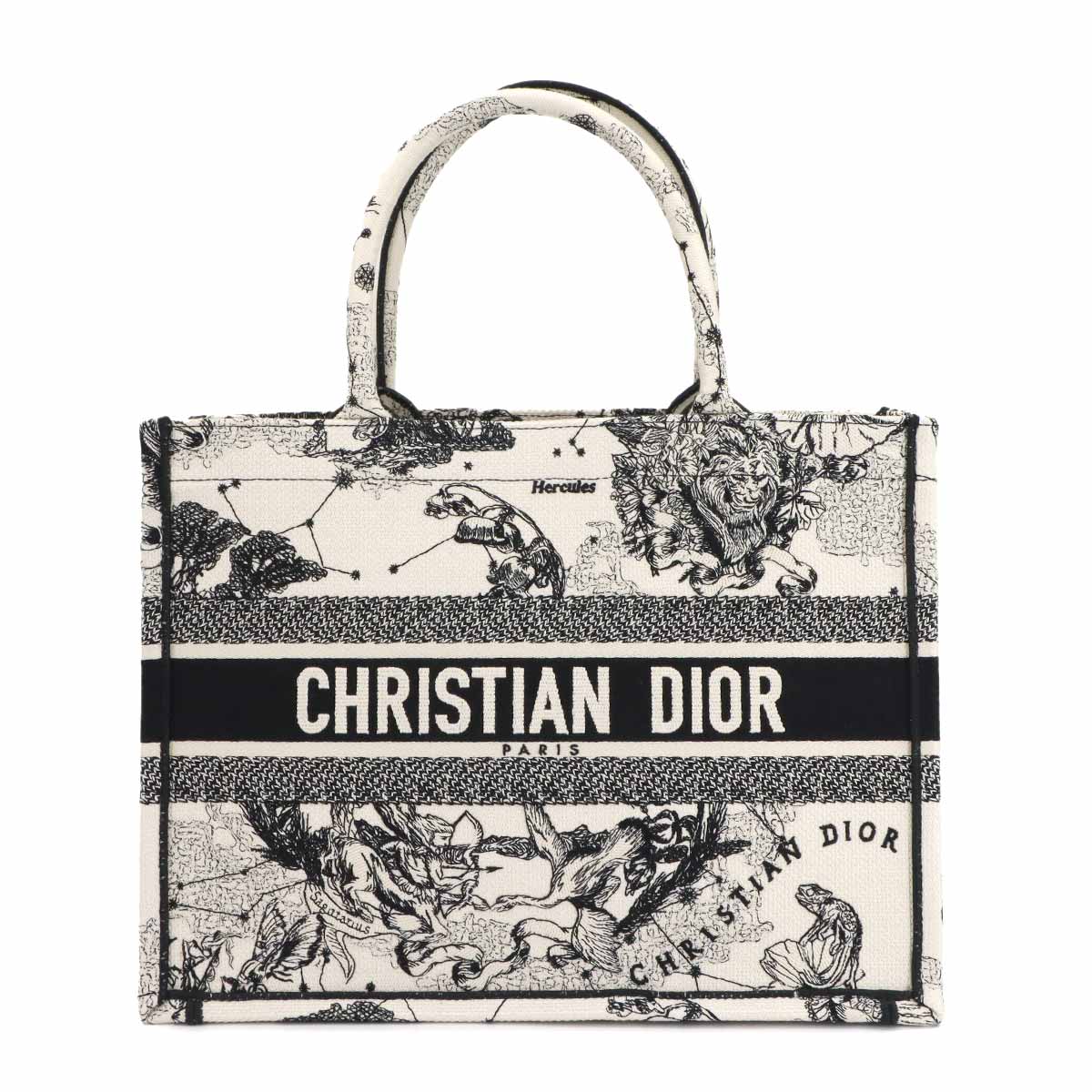 Christian Dior トワルドゥジュイ ブック トート ミディアム バッグ キャンバス ホワイト ブラック M1296ZRHZ Book Tote Medium クリスチャン ディオール 90303779