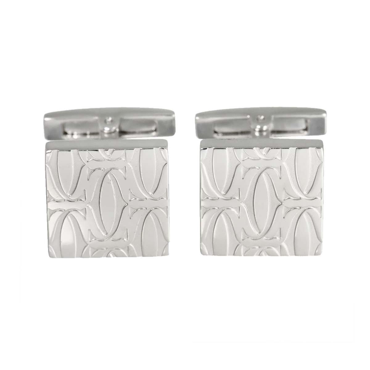 Cartier ハッピーバースデー カフス SV シルバー ロゴ 2C Cuff Links カルティエ 90302377