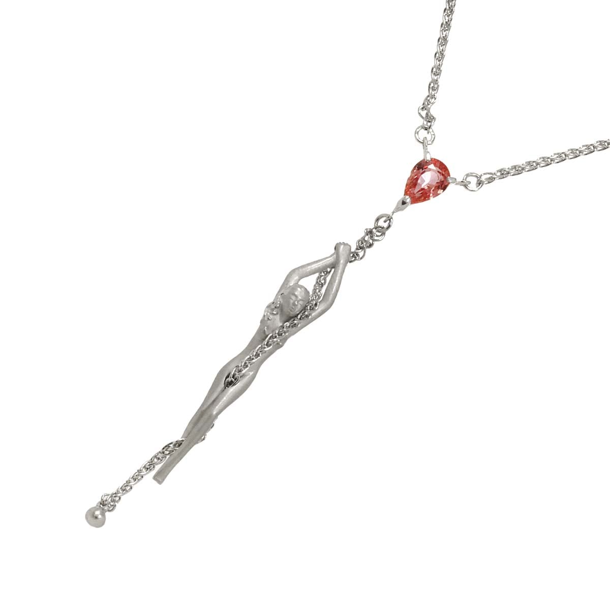 Carrera y Carrera パパラチア サファイア 0.483ct ネックレス 45cm K18 WG ホワイトゴールド 750 Necklace【鑑別書付き】カレライカレラ 90302761