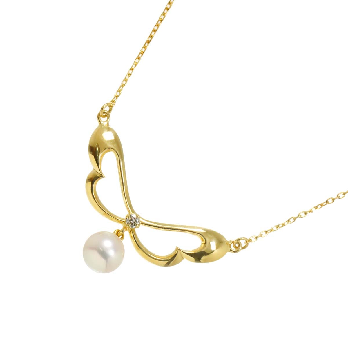 MIKIMOTO アコヤ真珠 6.0mm ダイヤ ネックレス 42cm K18 YG イエローゴールド 750 パール Akoya Pearl Necklace ミキモト 90303658
