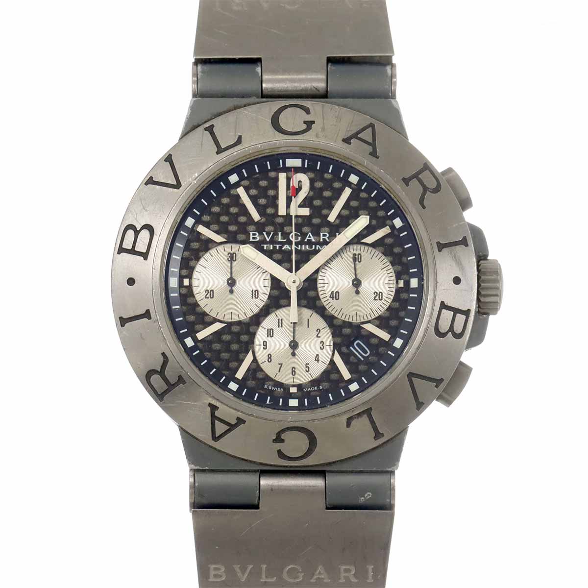 BVLGARI ディアゴノ チタニウム クロノグラフ TI44TACH メンズ 腕時計 デイト カーボン オートマ 自動巻き ウォッチ Diagono ブルガリ 90301898