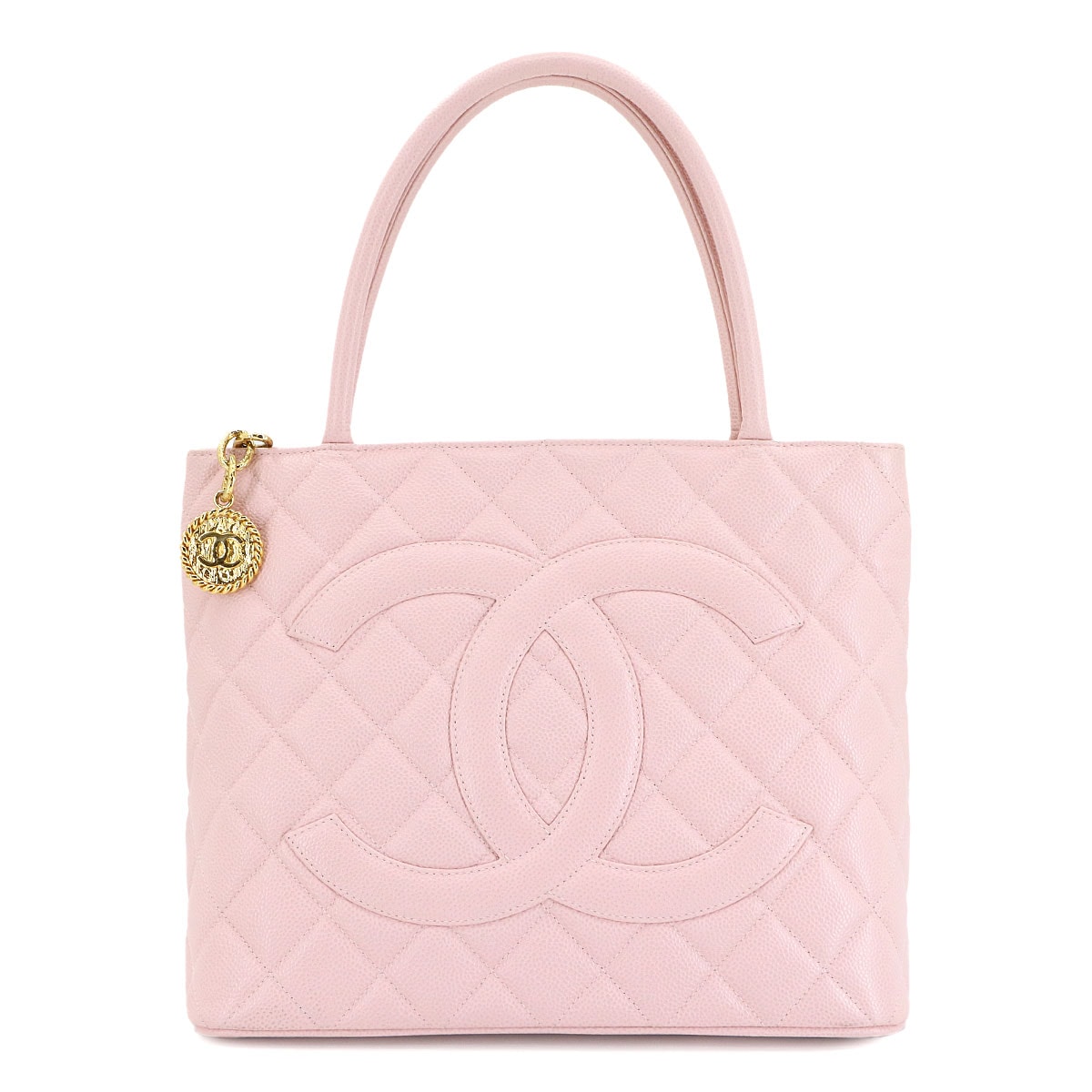 CHANEL 復刻トート バッグ キャビアスキン ライトピンク A01804 ゴールド 金具 ヴィンテージ Medallion Tote Bag シャネル 90299228