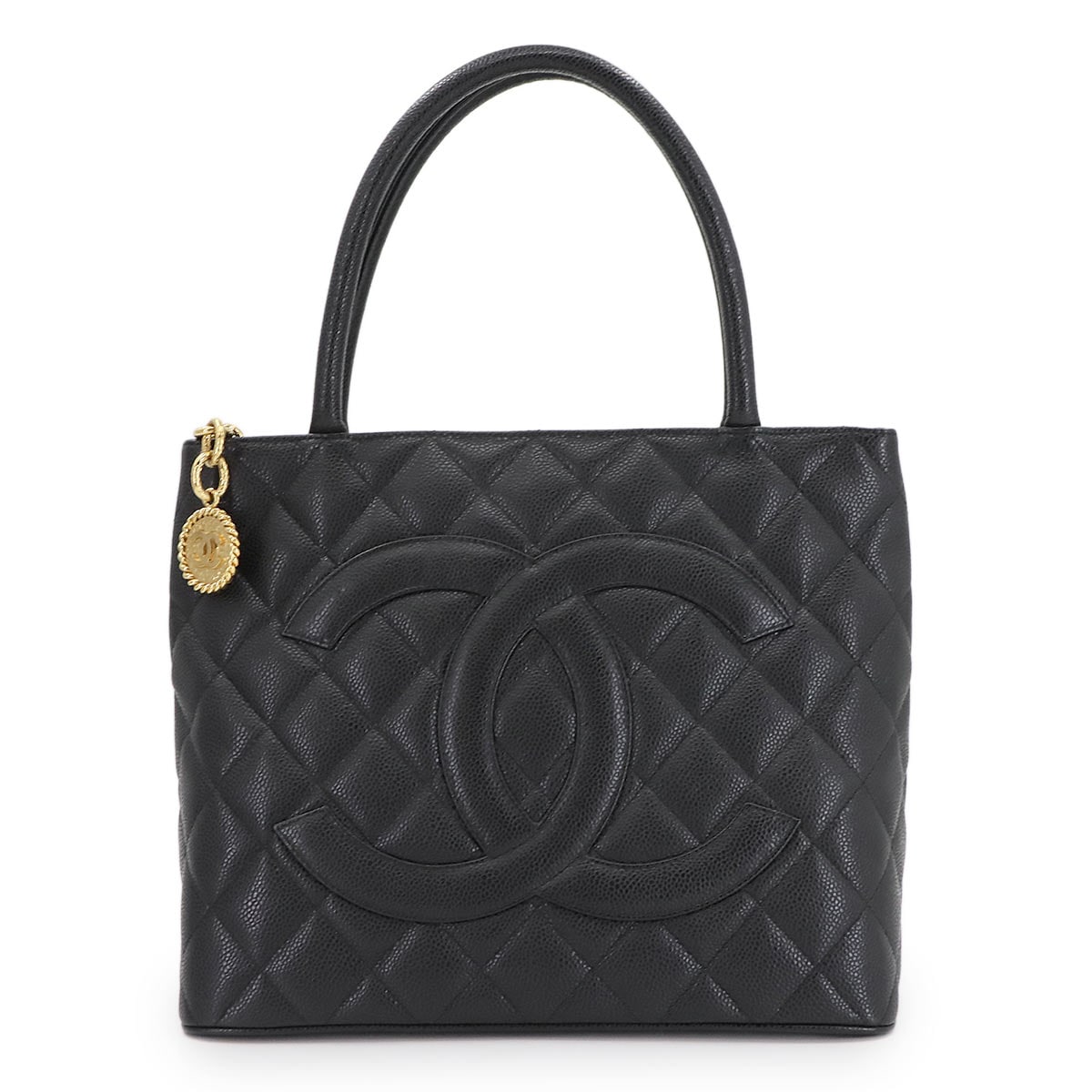 CHANEL 復刻トート バッグ キャビアスキン ブラック A01804 ゴールド 金具 ヴィンテージ Medallion Tote Bag シャネル 90303744