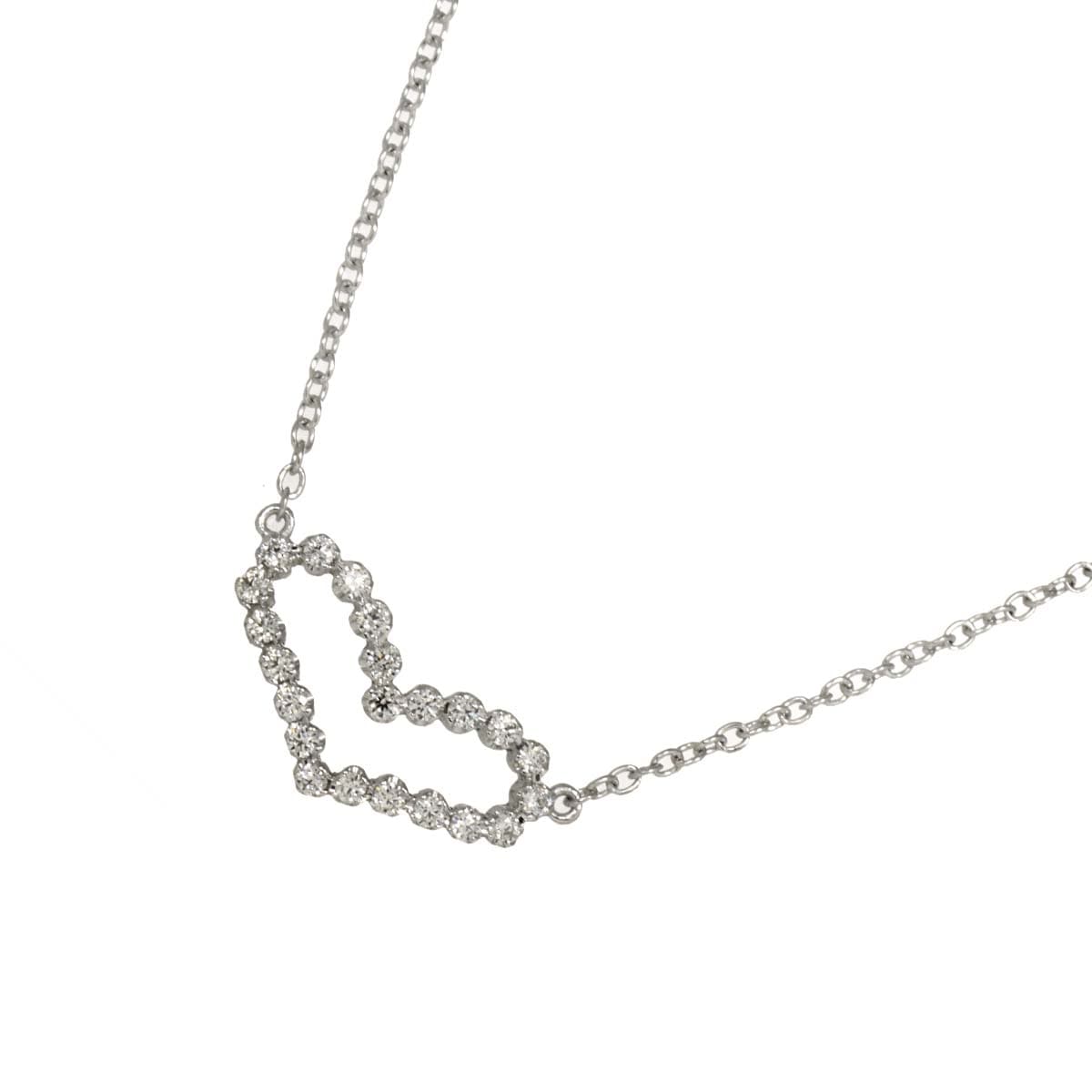AHKAH ビリーブハート ダイヤ 0.13ct ネックレス 41cm K18 WG ホワイトゴールド 750 Diamond Necklace アーカー 90302489