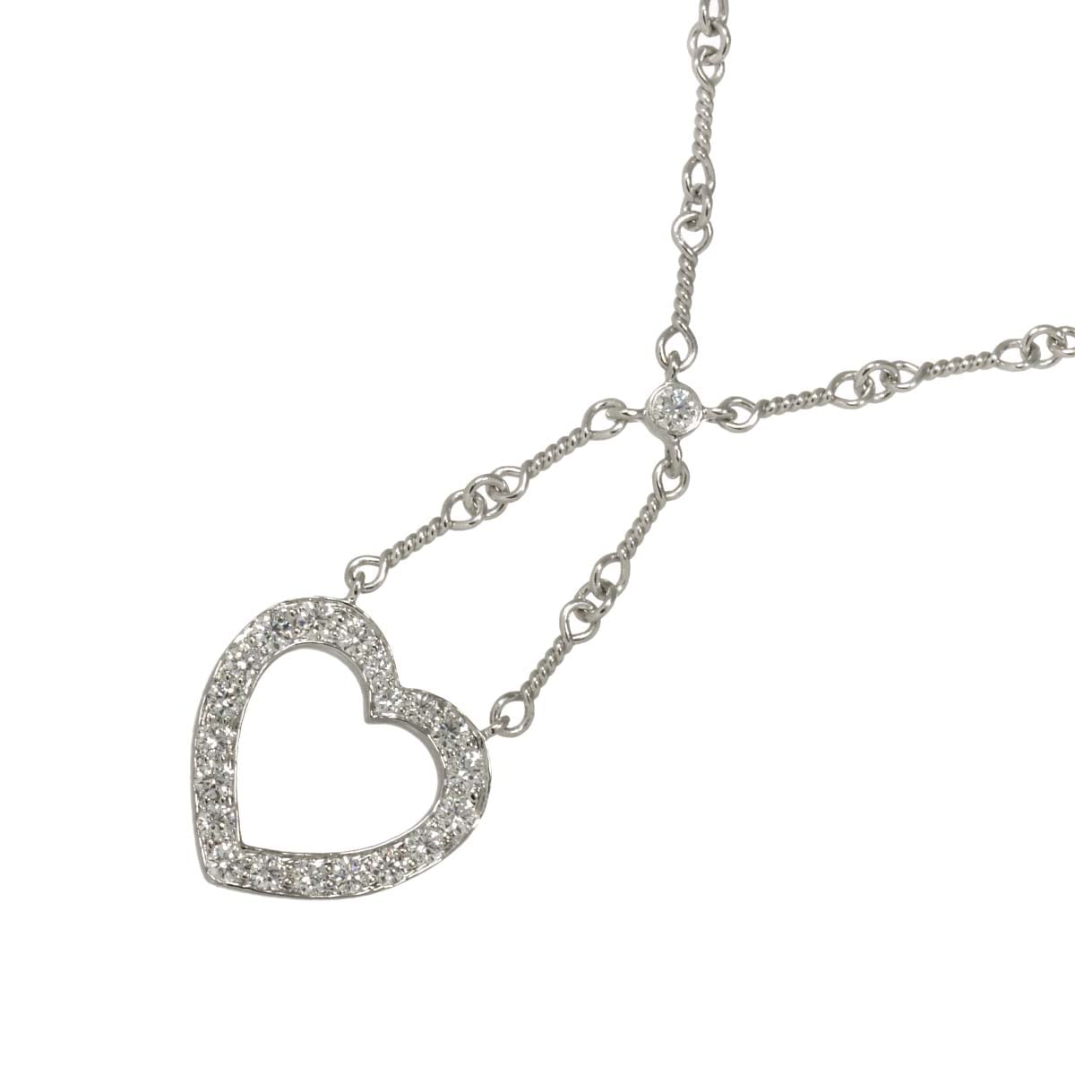 TIFFANY&Co. センチメンタル ハート ダイヤ ネックレス 40cm Pt プラチナ Diamond Necklace ティファニー 90302579