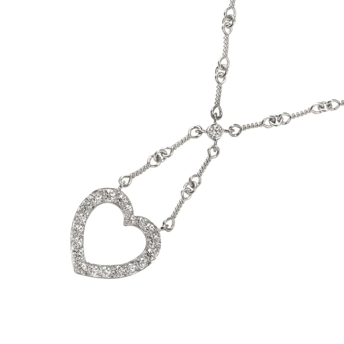 TIFFANY&Co. センチメンタル ハート ダイヤ ネックレス 40cm Pt プラチナ Diamond Necklace ティファニー 90303089