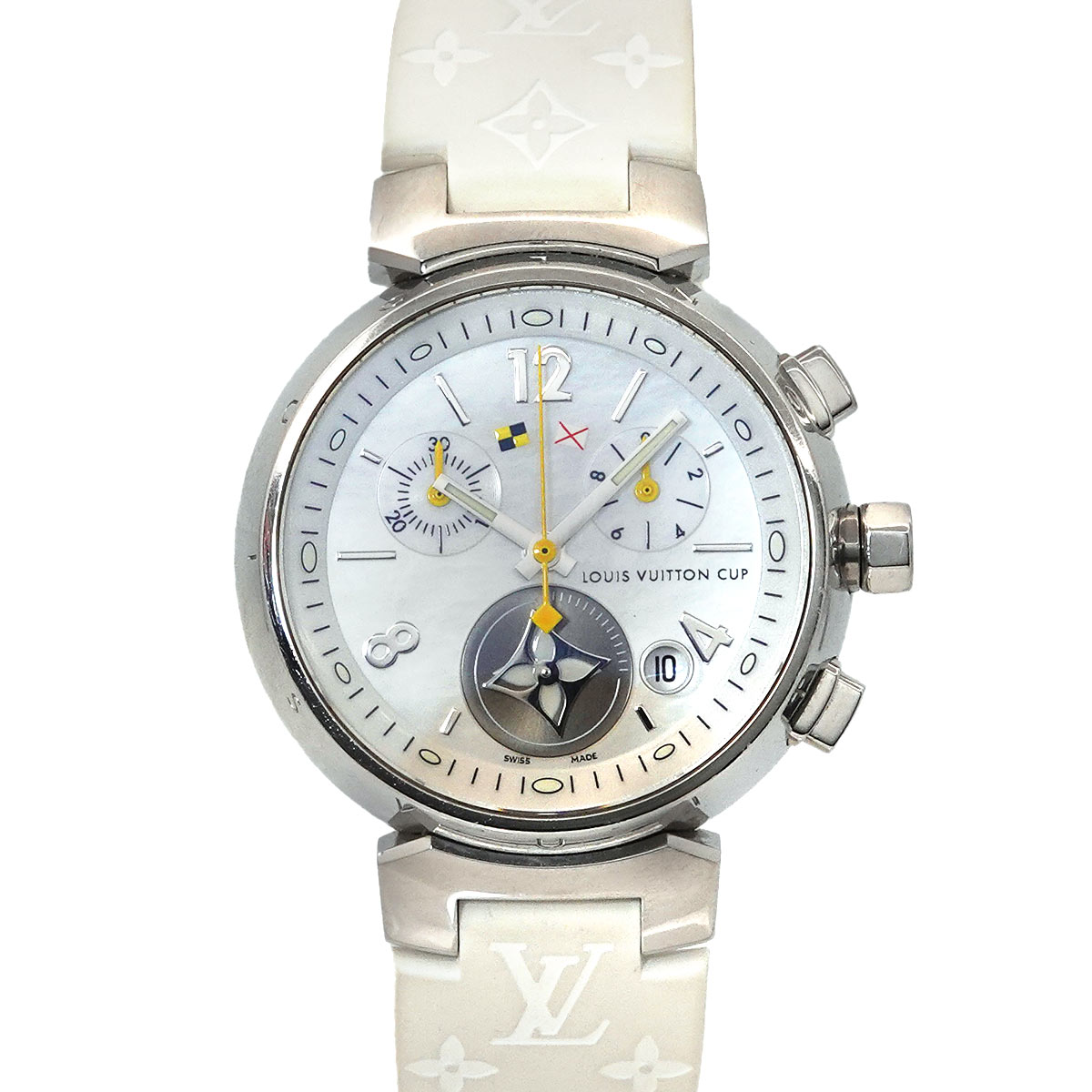LOUIS VUITTON タンブール ラブリーカップ Q132C クロノグラフ ホワイトシェル レディース 腕時計 クォーツ Tambour ルイ ヴィトン 90304239