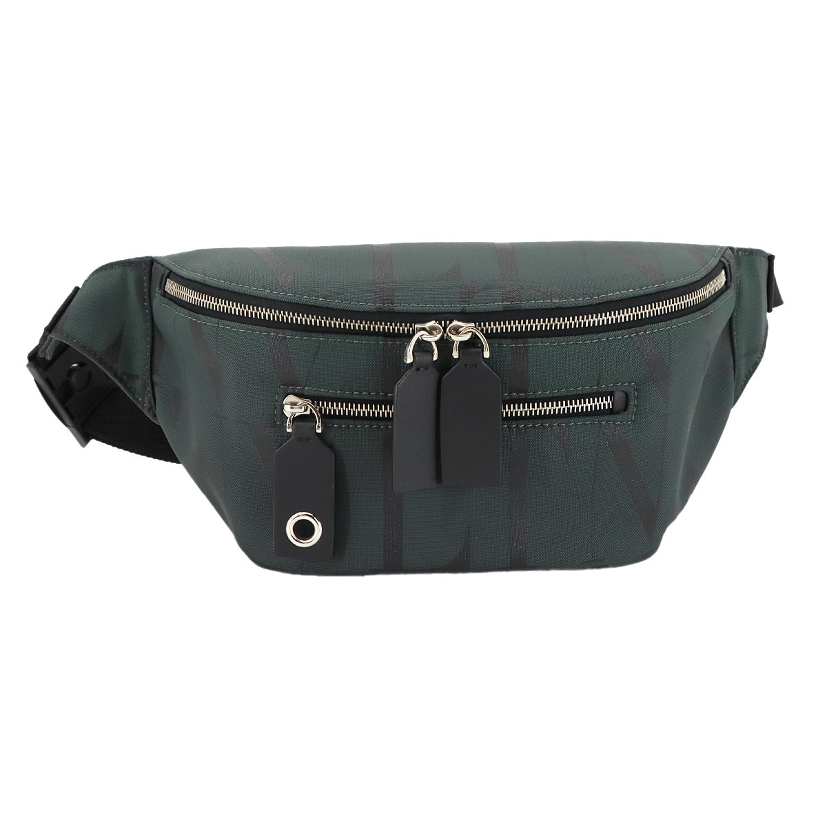 VALENTINO GARAVANI VLTN VLTN オールオーバープリント ベルト バッグ ボディ ウエスト バッグ キャンバス グリーン シルバー 金具 VLTN Belt Bag ヴァレンティノ ガラヴァーニ 90303783