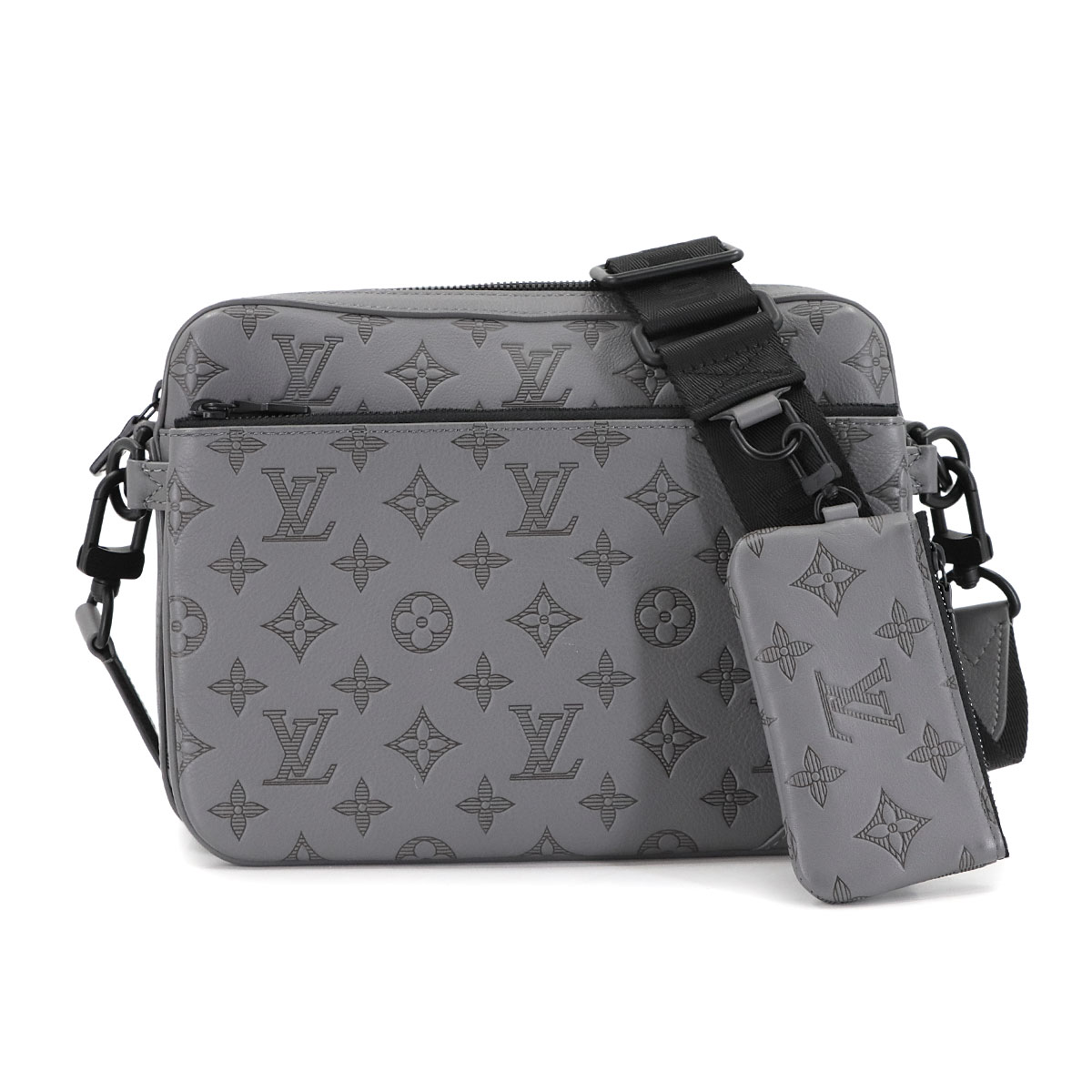 LOUIS VUITTON モノグラム シャドウ トリオ メッセンジャー ショルダー バッグ グレー M46603 RFID Trio Messenger ルイ ヴィトン 90303812
