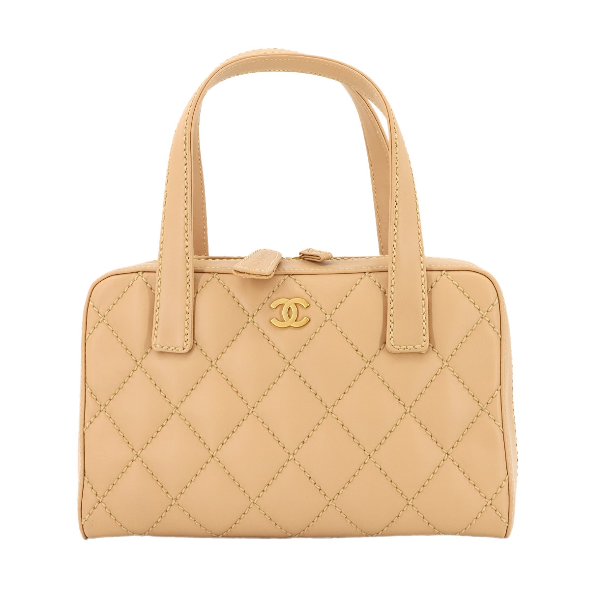 CHANEL ワイルドステッチ ハンド バッグ ラムスキン ベージュ A20666 ゴールド 金具 ヴィンテージ Wild Stitch Bag シャネル 90303864