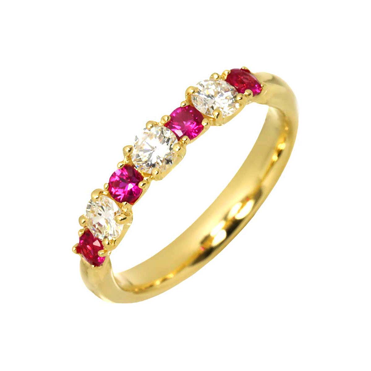 リング 11.5号 ルビー 0.35ct ダイヤ 0.45ct K18 YG イエローゴールド 750 指輪 Ruby Ring 90304574
