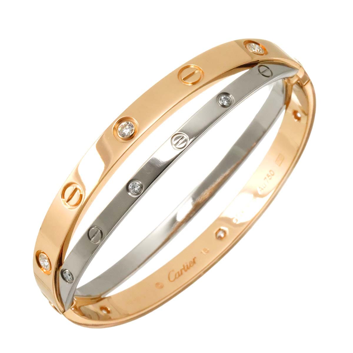 Cartier ラブ ブレス 12P ダイヤ #16 K18 PG WG 750 ブレスレット バングル Love Bracelet カルティエ 90301859