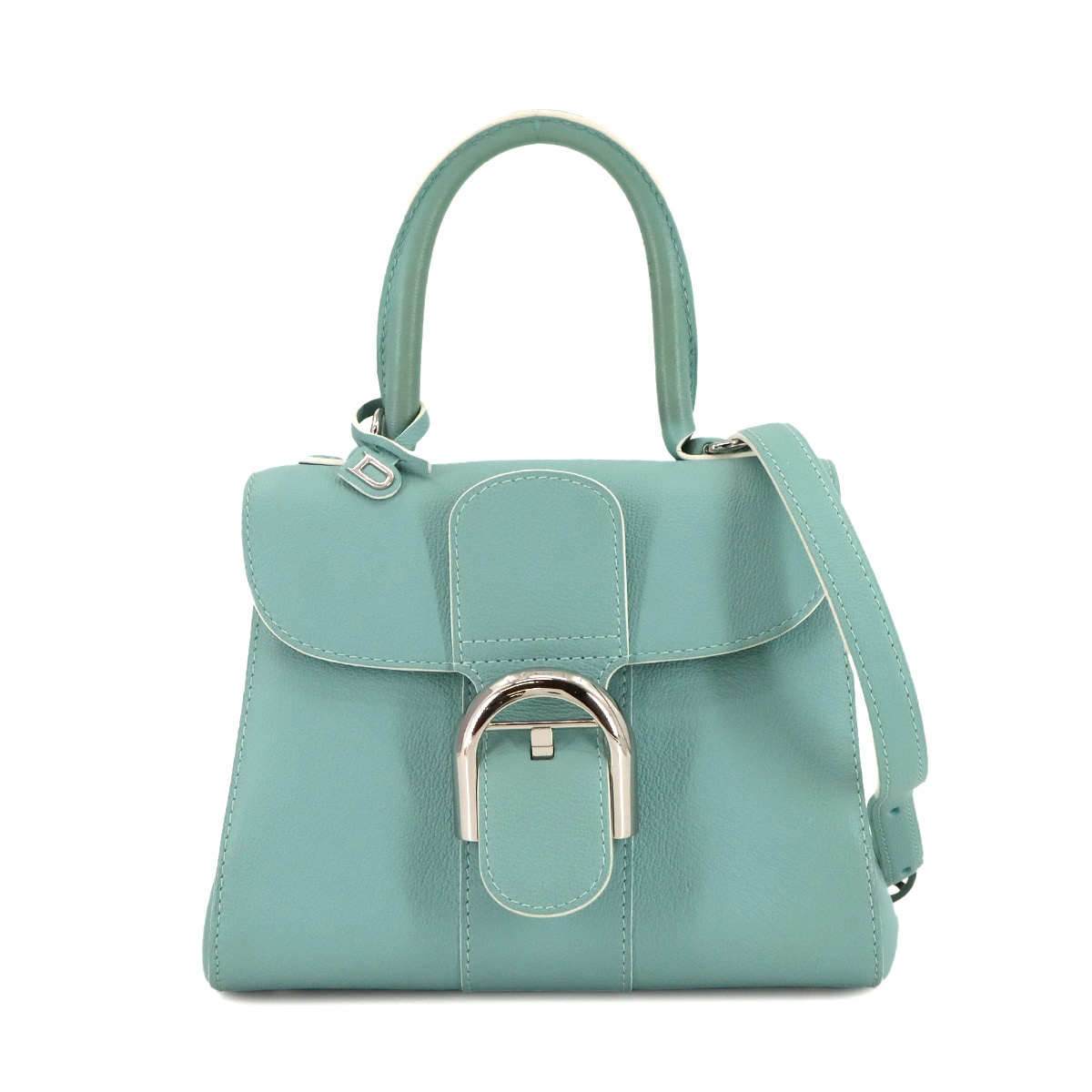 DELVAUX ブリヨン ミニ 2way ハンド ショルダー バッグ レザー ブルー シルバー 金具 Brillant Mini Hand Bag デルヴォー 90301543