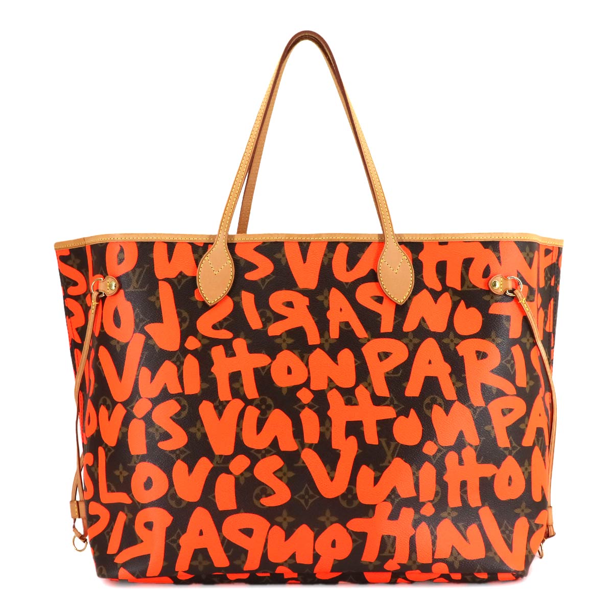 LOUIS VUITTON モノグラム グラフィティ ネヴァーフル GM トート バッグ オランジュ M93702 ゴールド 金具 Neverfull GM ルイ ヴィトン 90304808