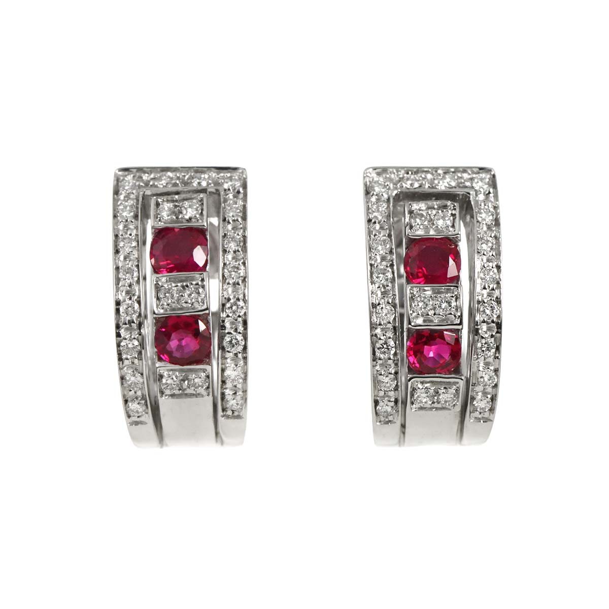 DAMIANI ベルエポック ルビー ダイヤ ピアス K18 WG ホワイトゴールド 750 Belle Epoque Earrings Pierced【証明書付き】ダミアーニ 90302790