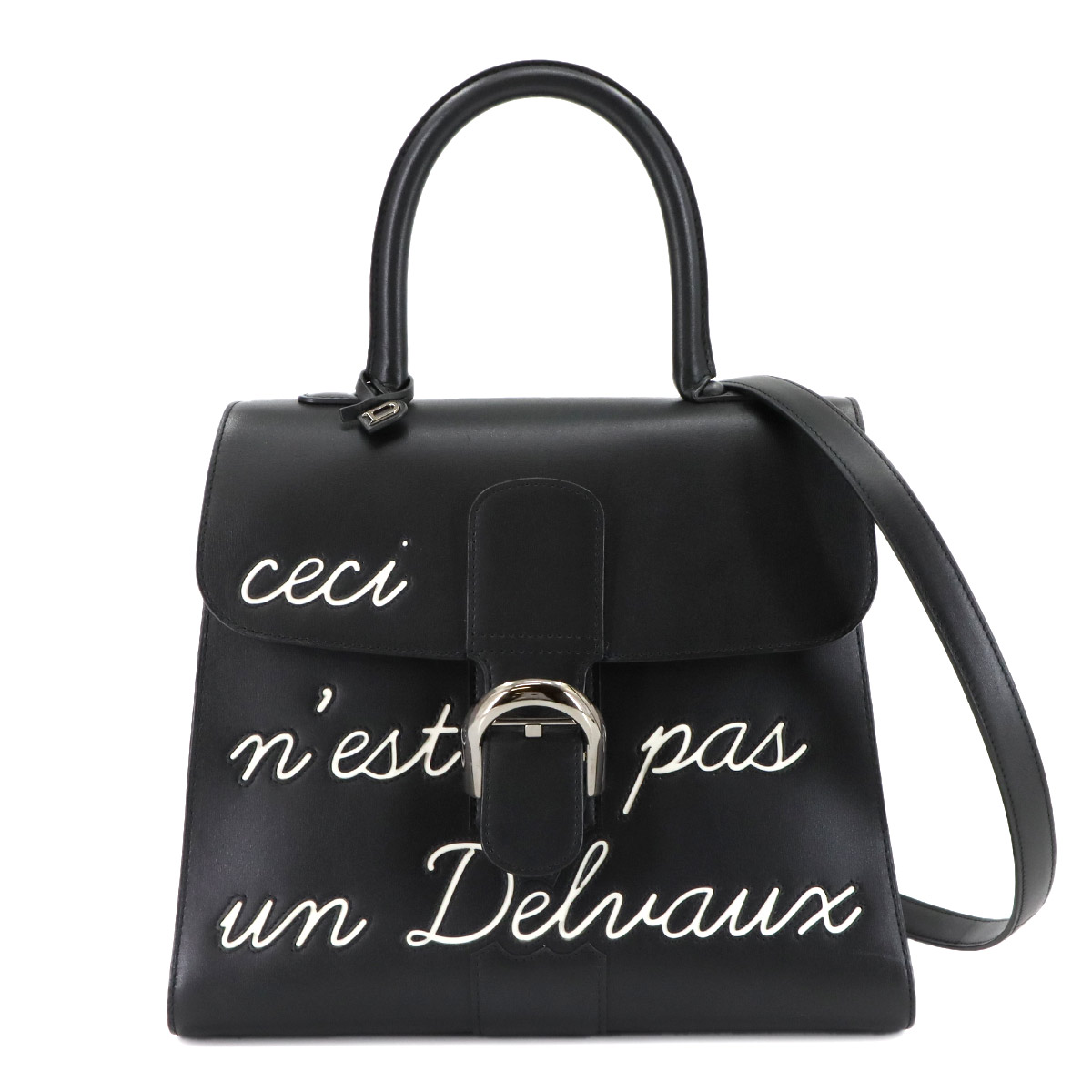 DELVAUX ブリヨン ルーモア MM 2way ハンド ショルダー バッグ レザー ブラック Brillant L'Humour デルヴォー 90301505