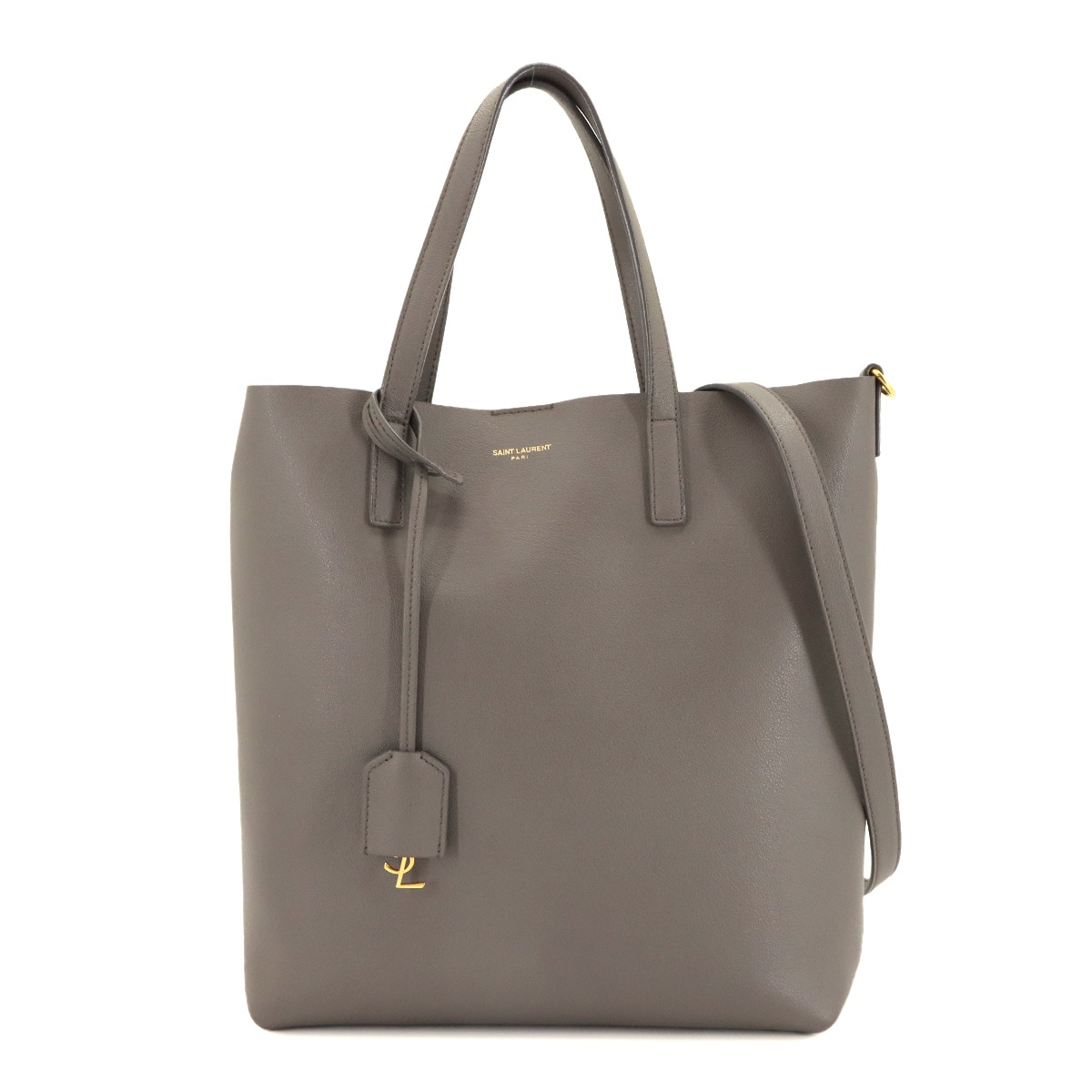 SAINT LAURENT トイ ショッピング バッグ 2way トート ショルダー バッグ レザー グレー 498612 Toy Bag サンローラン 90302029