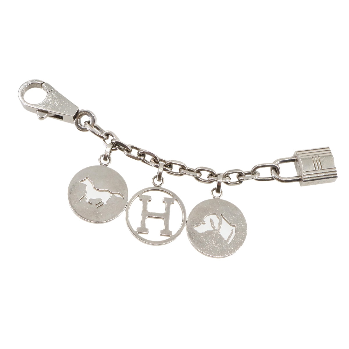 HERMES アミュレット4 ブルロック バッグ チャーム シルバー カデナ ロゴ ホース ドッグ Amulet4 Bulllock Charm エルメス 90303793
