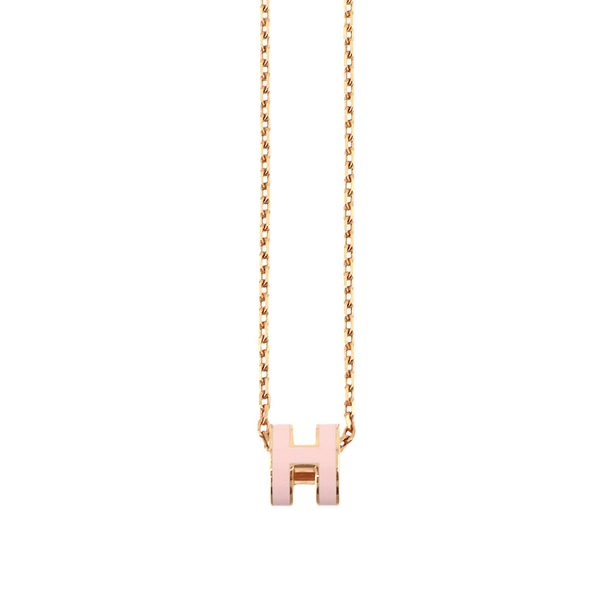 HERMES ミニ ポップアッシュ H ネックレス ローズドラジェ ピンクゴールド アクセサリー Pop H Necklace エルメス 90304203