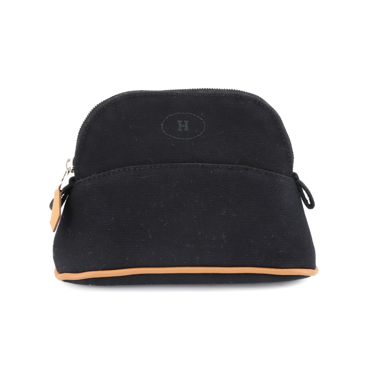 HERMES ボリード ポーチ ミニミニ コットンキャンバス レザー ブラック シルバー 金具 Bolide Pouch エルメス 90305246