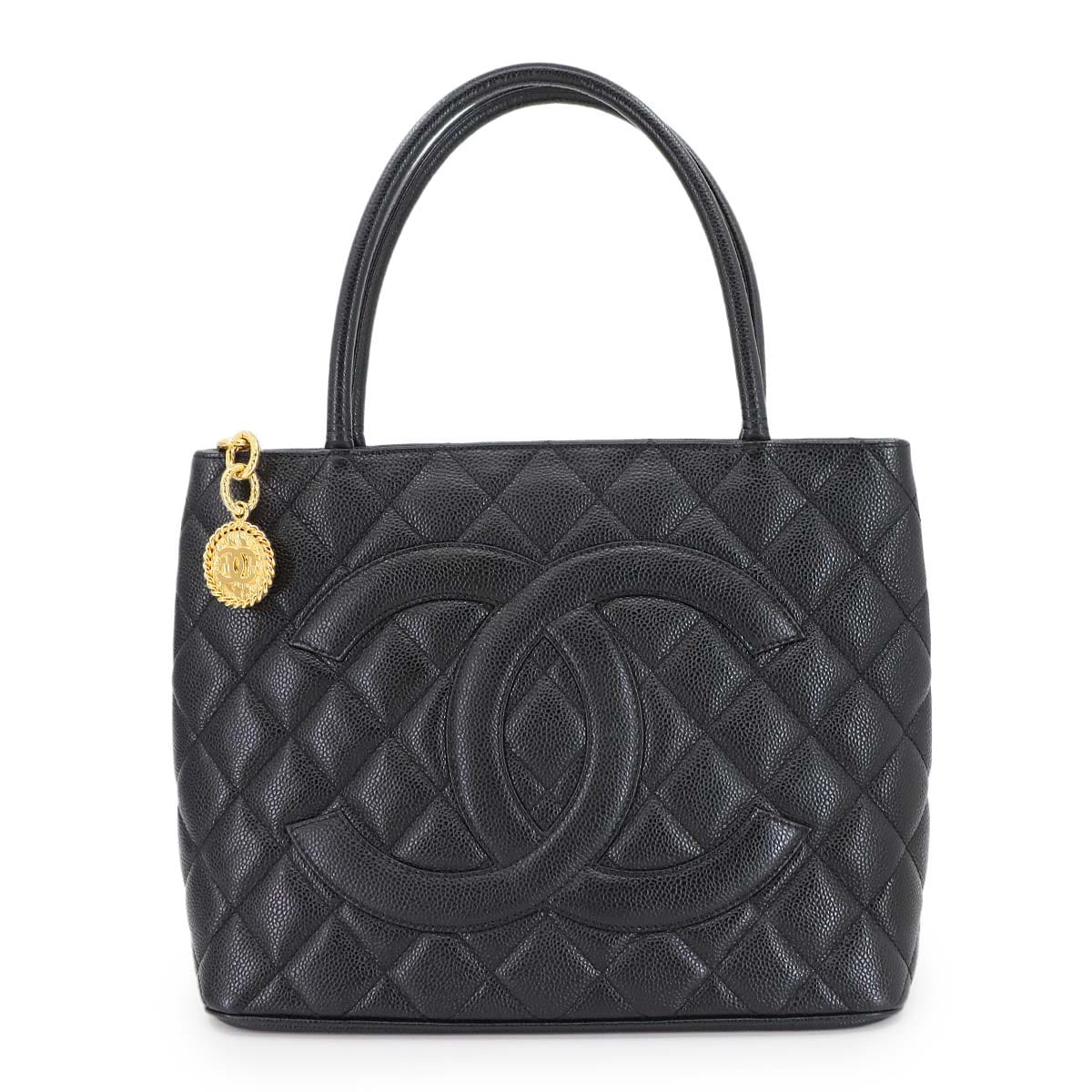 CHANEL 復刻トート バッグ キャビアスキン ブラック A01804 ゴールド 金具 ヴィンテージ Medallion Tote Bag シャネル 90304839