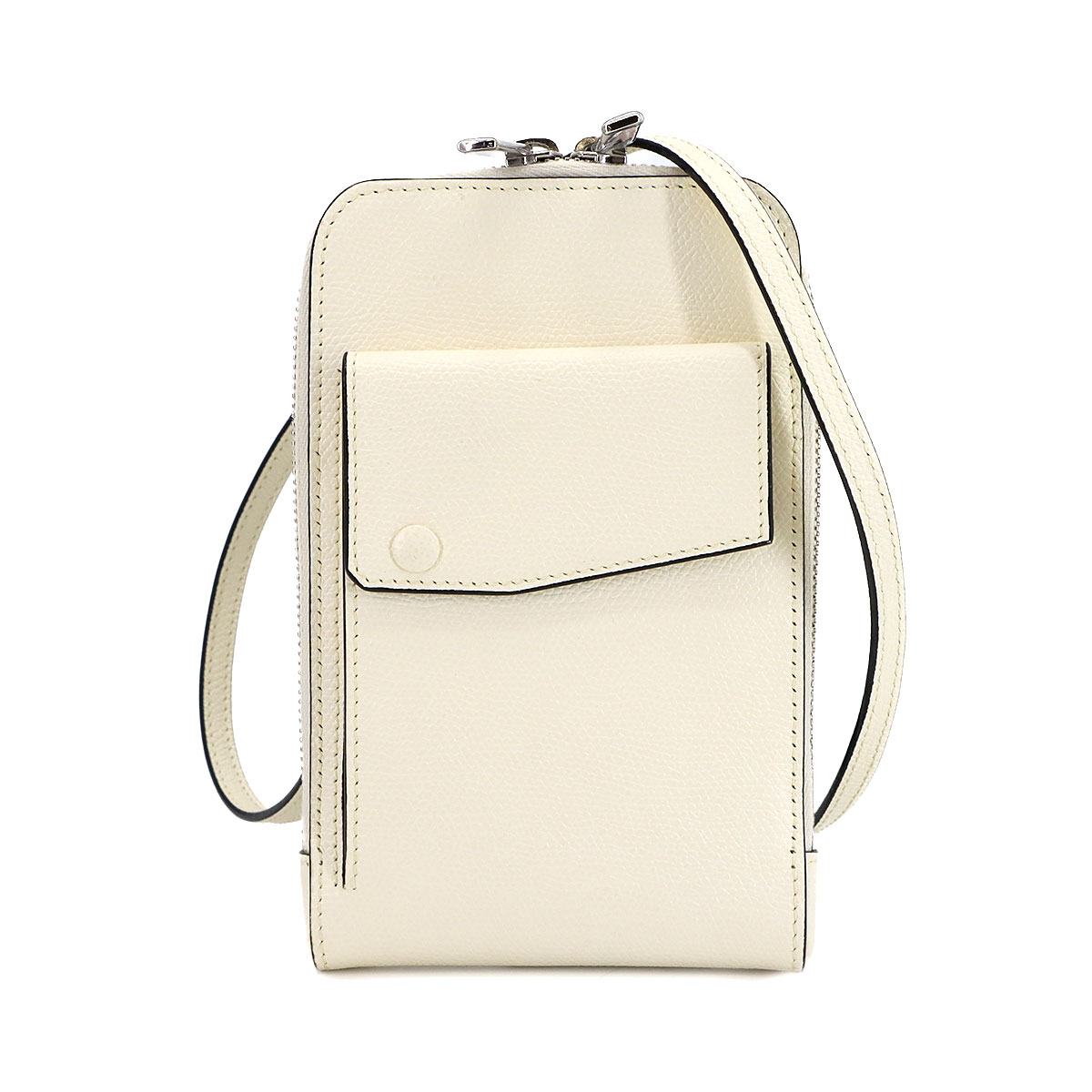 Valextra クロスボディ ポケット ショルダー バッグ レザー ペルガメーナホワイト シルバー 金具 SGPK0006028LRLPL99 Crossbody Pocket ヴァレクストラ 90304903