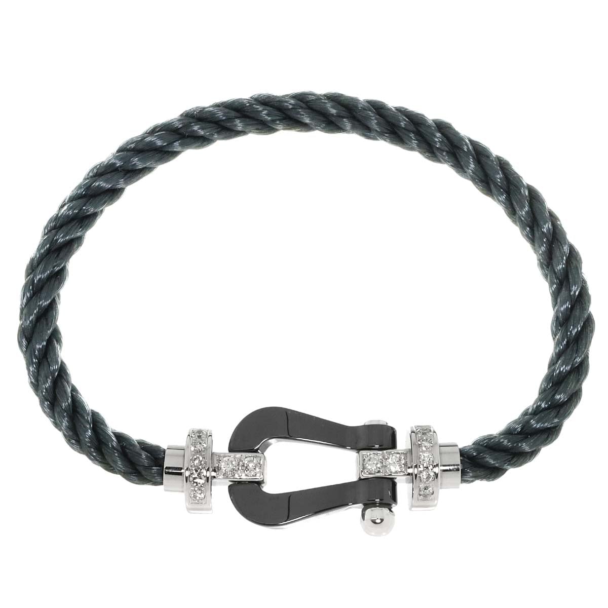 FRED フォース10 LM ハーフダイヤ ブレスレット #14 セラミック K18 WG ホワイトゴールド ケーブル 750 Force 10 Diamond Bracelet フレッド 90302948
