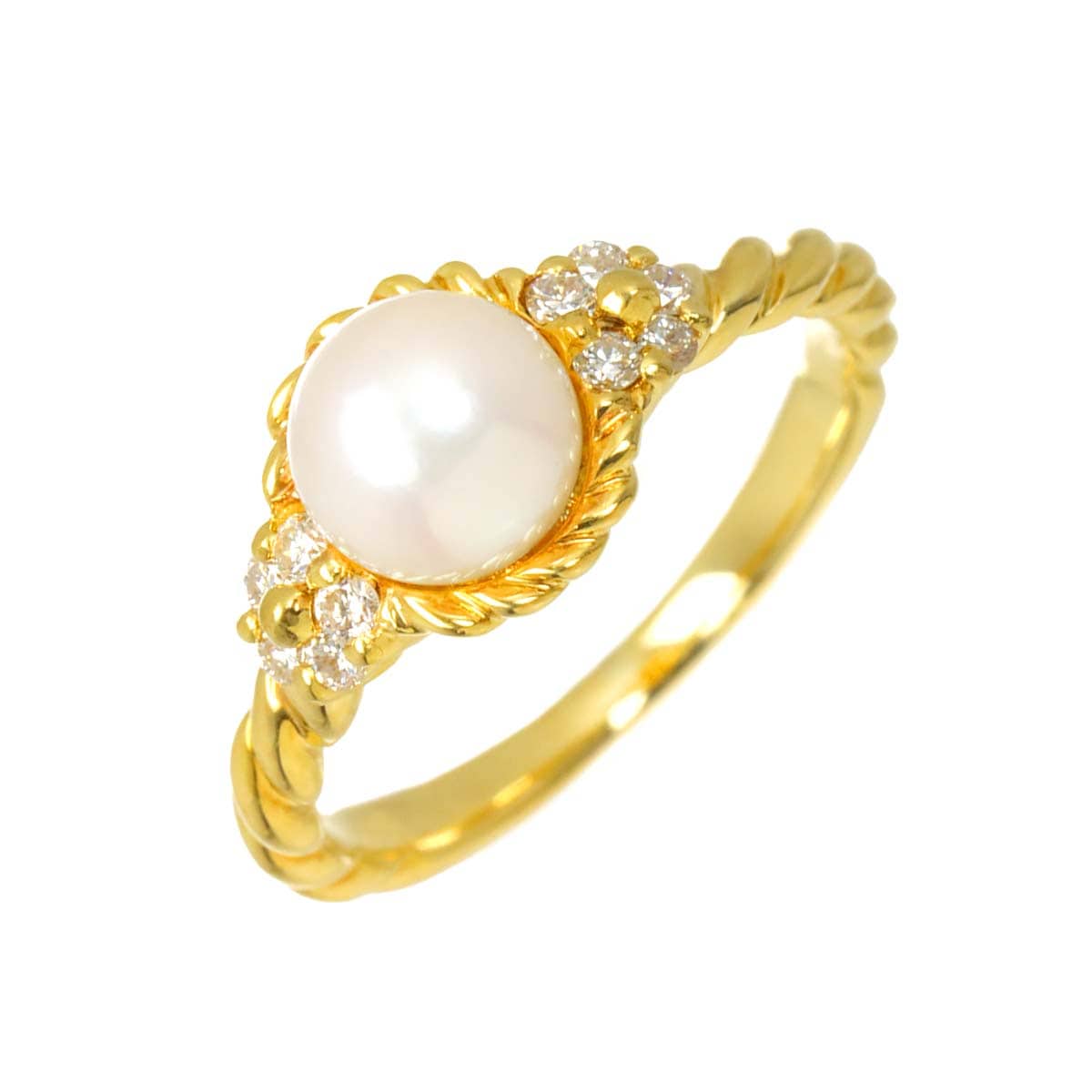 NINA RICCI 9号 リング アコヤ真珠 6.2mm ダイヤ K18 YG イエローゴールド 750 指輪 Akoya Pearl Ring ニナリッチ 90303908