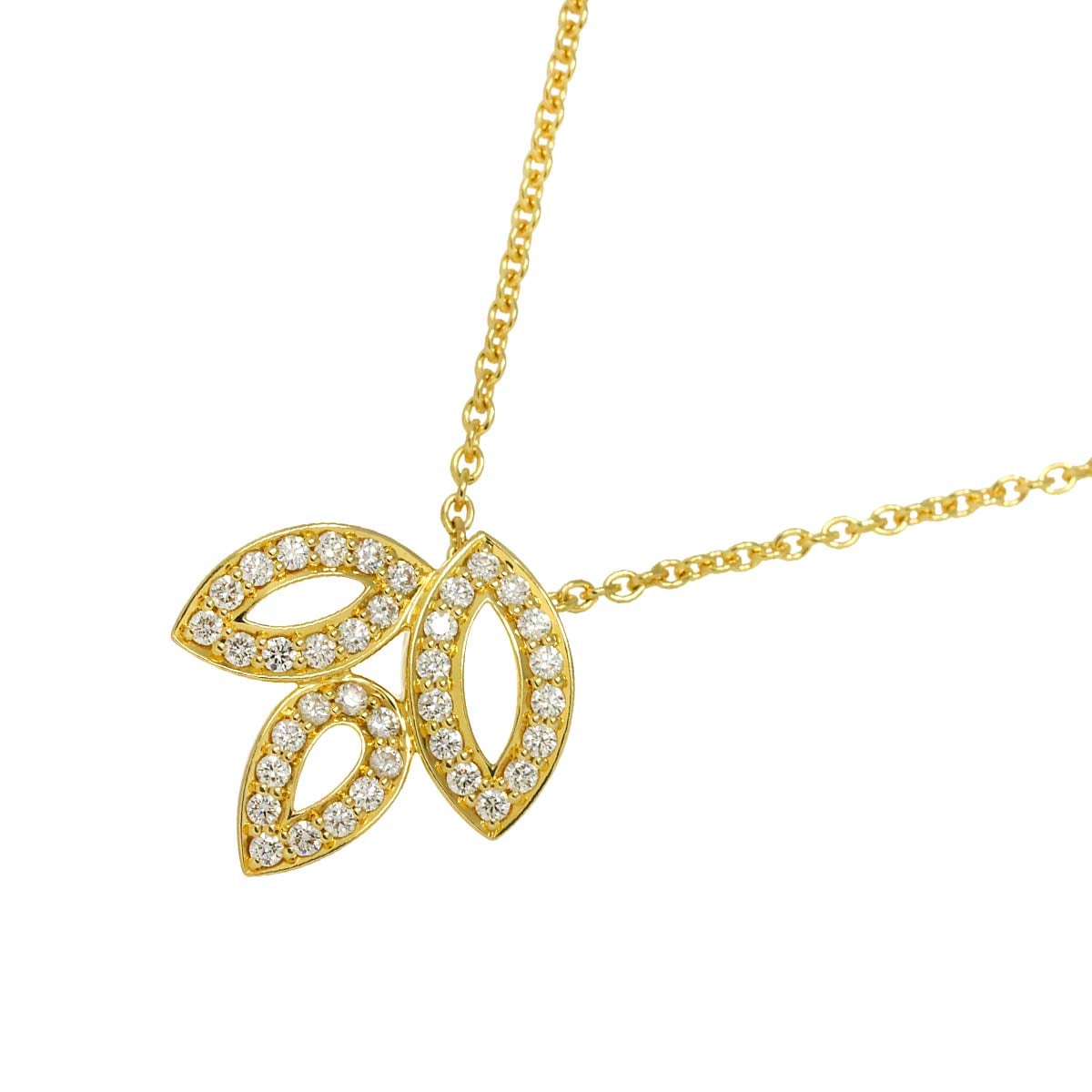 HARRY WINSTON リリークラスター ミニ ダイヤ ネックレス 40cm K18 YG イエローゴールド 750【証明書付き】ハリー ウィンストン 90303981