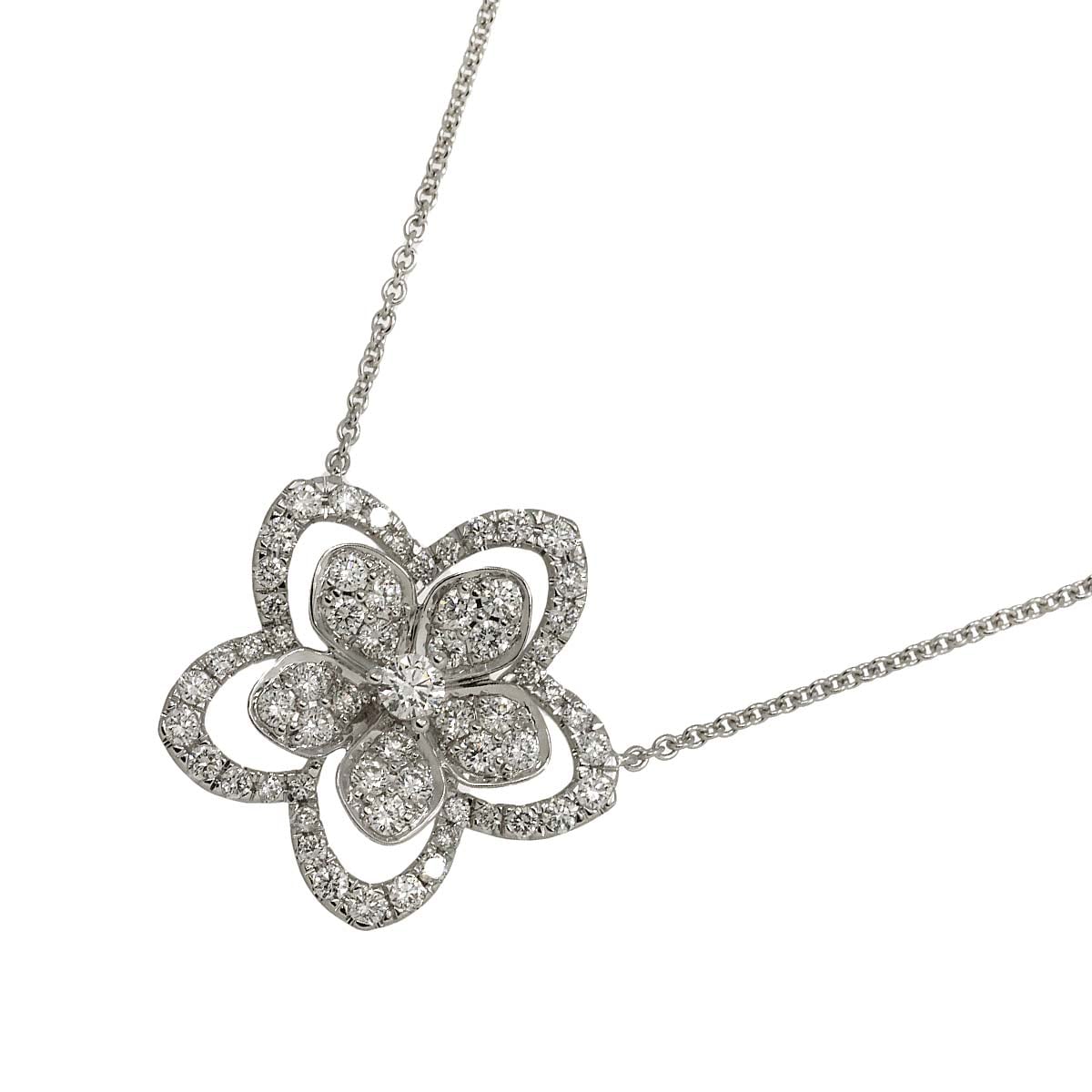 GRAFF ワイルドフラワー ラージ ダイヤ ネックレス 46cm K18 WG ホワイトゴールド 750 Diamond Necklace グラフ 90303987