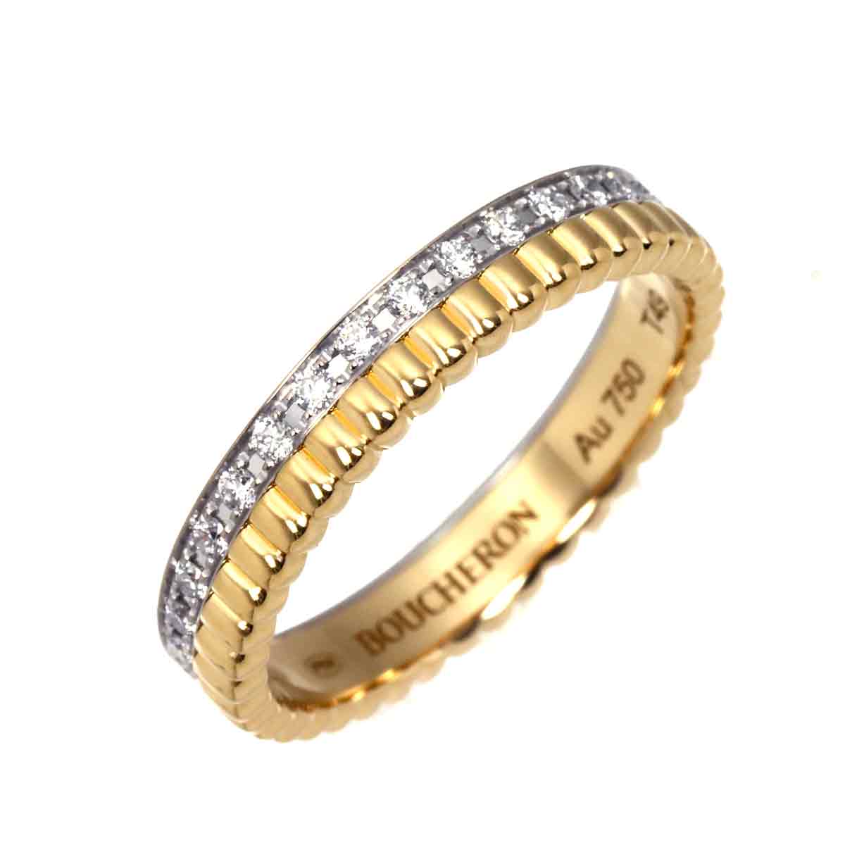 BOUCHERON キャトル ラディアント #49 リング フルパヴェ ダイヤ K18 YG WG ホワイト イエローゴールド 750 指輪 Quatre Radiant Ring ブシュロン 90304320