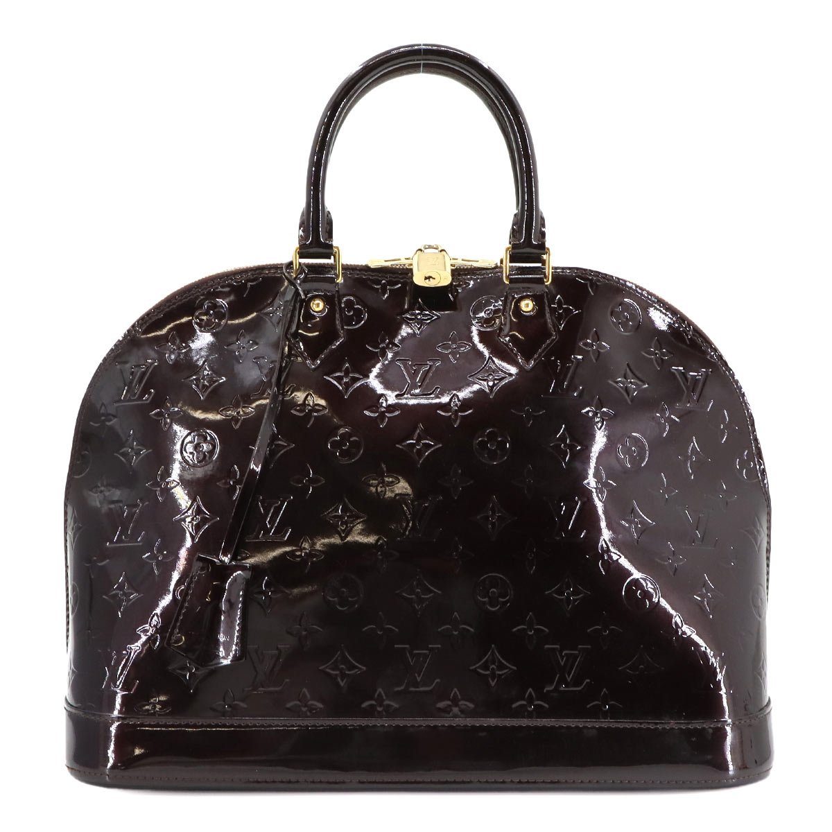 LOUIS VUITTON モノグラム ヴェルニ アルマ GM ハンド バッグ レザー アマラント M93595 ゴールド 金具 Alma GM ルイ ヴィトン 90304864